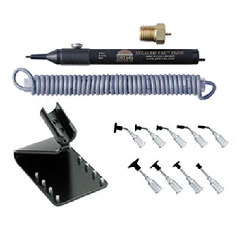 ESD-Safe STEALTH-VAC™ Elite Button Activated Continuous Vacuum Pick-Up Tool with Stand, Runs Compressed Air